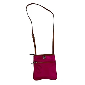 Michael Kors Kempton Fuchsia Small Nylon Sidekick Crossbody Bag Exterior Pockets - Picture 1 of 9