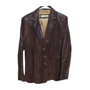 Women’s Excelled brown leather jacket size extra large snake skin pattern - Picture 1 of 5