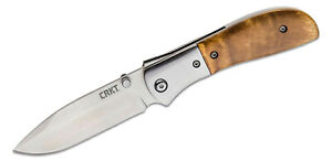 CRKT M4-02W CARSON ASSISTED OPENING FOLDING KNIFE BURL WOOD HANDLE 3 1/4" BLADE