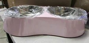 KLASKWARE Stainless Steel Cat Bowls,Double Pet Bowls/Non-Skid Feet, (5 Ounces) - Picture 1 of 7