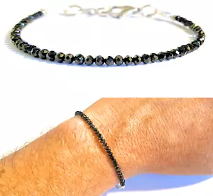 Bracciale tennis nero in acciaio inox da uomo braccialetto swarovski regolabile - Foto 1 di 4