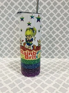 Rainbow Brite Custom 20 oz Skinny Tumbler - Drinkware with Straw -Stainless Stee - Picture 1 of 7