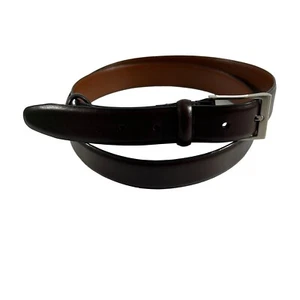 Brown Full Grain Leather Mens Belt Size 46/115 Unbranded Silver Tone Buckle - Picture 1 of 8