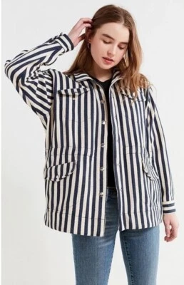 ⭐️ Chaqueta utilitaria Urban Outfitters UO azul marino a rayas talla M Foto 1 de 4