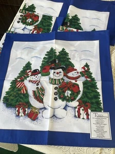 Tobin 7 Stück Weihnachten Serviette Essen Bettwäsche Schneemann Blau New Old Stock - Bild 1 von 4