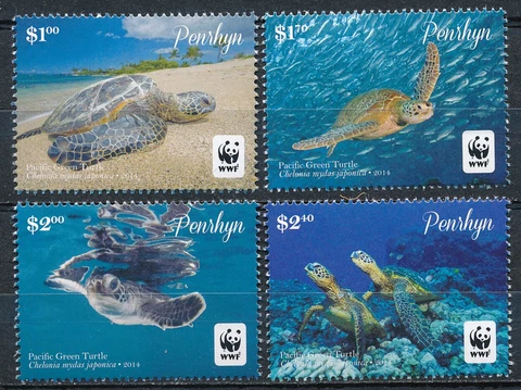 Penrhyn - MNH Animals Sea Turtles Stamps Set WWF (2014) Cover