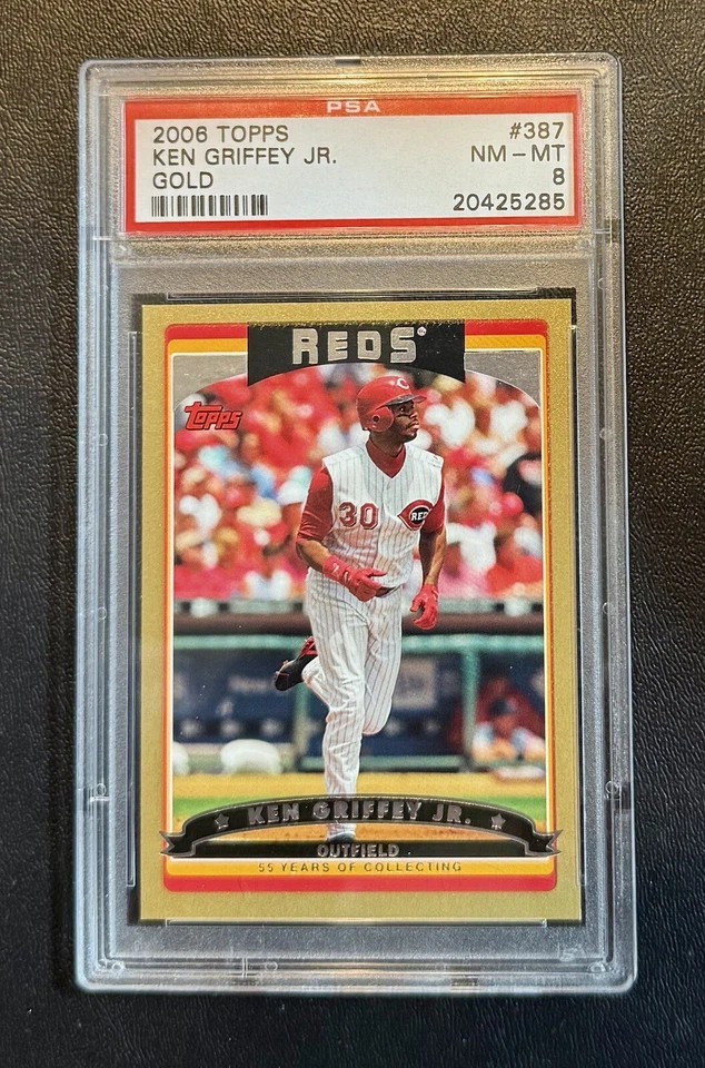 2006 Topps Ken Griffey Jr GOLD SP /2006 PSA 8 #387 Cincinnati Reds LOW POP  - Image 1 of 2