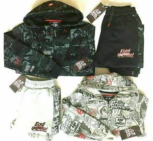 Jungen Kinder Ecko Comic Druck voller Trainingsanzug Reißverschluss Kapuze Jogger schwarz grau - Bild 1 von 14