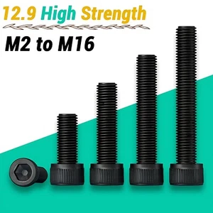 M2 M2.5 M3 M4~M16 Socket Button Head Screws 12.9 High Tensile Black Allen Bolts - Picture 1 of 205