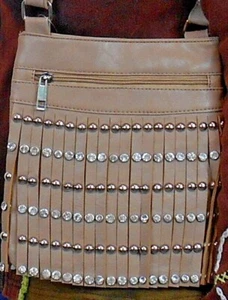 UMHÄNGETASCHE NIETEN KRISTALLE NIETEN FRANSEN Kunstleder Schultertasche Handtasche - Bild 1 von 16