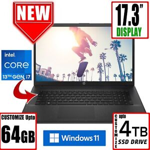 HP 17.3" Laptop Intel Core i7 Custom upto 64GB RAM & 4TB SSD Webcam 1-Yr Waranty