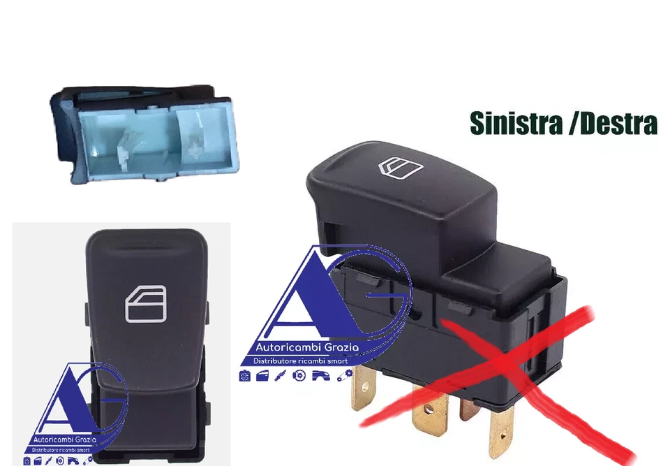 Interruttore Tasto Pulsante Vetri Alzacristalli per Smart Forfour 454 dal 2004 - - Immagine 1 di 1