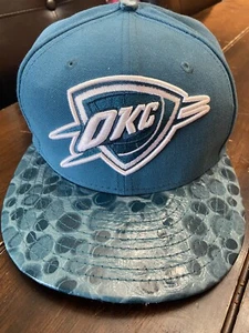 New Era OKC Thunder Hat Cap Oklahoma City Strapback 59Fifty Teal Blue Green 7.25 - Picture 1 of 7