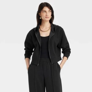 Sudadera con Capucha A New Day Para Mujer Doble Tejido Cremallera Completa GRANDE Negra Nueva - Imagen 1 de 1