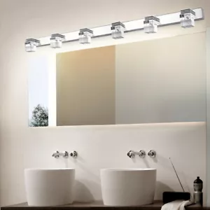 Front Wall Lamp Modern 6 Heads Bathroom Vanity LED Crystal Mirror Light Fixture - Picture 1 of 10