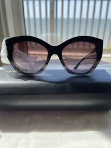 Balenciaga Cat Eye Sunglasses 55MM BA103 O5T 56-19 140-3 Black/Brown Lenses RARE - Picture 1 of 16