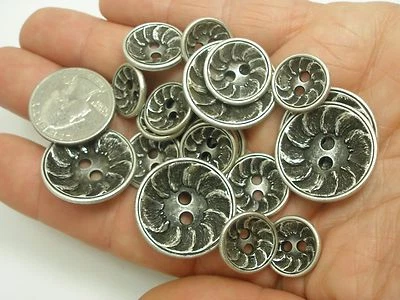 Nuevos lotes de botones de metal plateado con patrón de 1 pulgada, 11/16, 5/8 chaqueta blazer #SF    Foto 1 de 4