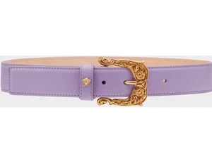 Cinturón VERSACE Barroco Cuero Medusa Púrpura Dorado Talla 95/38 Autenticado - Imagen 1 de 11