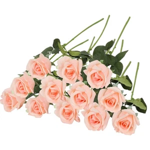 Roses Real-Touch Artificial Flowers Latex Full Blossom Faux Heads Dozen 22” T... - Bild 1 von 7