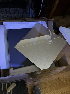 Set of 4 Lg Beveled Wall Mirror Tiles Adhesive Mount New in Box Frameless Panels - Image 1 of 4