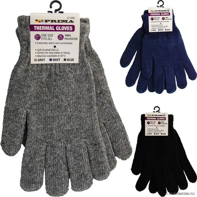 FEEL FRESH Prima Mens womens Warm Winter Thick Thermal Woolly Knitted Stretch Gloves