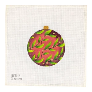 Melissa Shirley Christmas Mistletoe Handpainted Needlepoint Canvas Ornament 18m - Picture 1 of 4