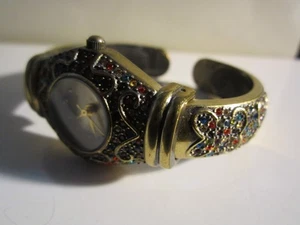 CHICO'S CUFF BRACELET WATCH COVERED IN SPARKLING CRYSTALS - FITS TO 7" - OFC-S - Picture 1 of 5