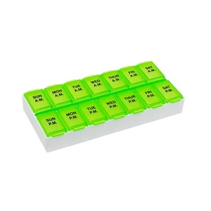 Weekly (7-Day) AM/PM Pill Organizer, Vitamin Case, and Medicine Box, Medium C... - Picture 1 of 5