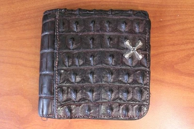 Cartera Soffer Ari Cuero de Cocodrilo Genuino Doble Pliegue Piel Real Hecha a Mano Para Hombre Foto 1 de 4