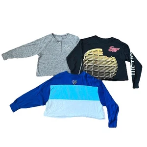 Girls Justice Brand Crop Top Long Sleeve Shirt Bundle Of 3 Size Small 7 / 8 - Picture 1 of 11