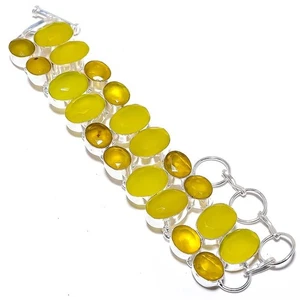 Pulsera de plata esterlina 925 hecha a mano de ónix amarillo, piedras precios... - Imagen 1 de 5