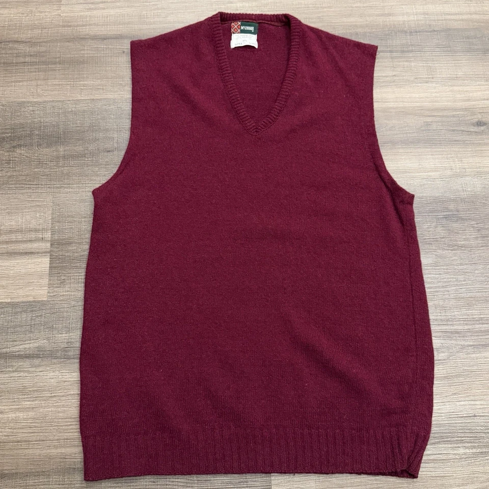 Chaleco Suéter McGregor De Colección 75% Lana Shetland Tejido Rojo Borgoña Para Hombres 2XLT Foto 1 de 4