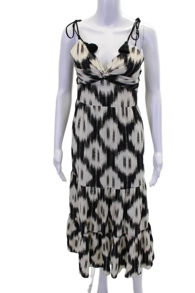 Vestido Alice + Olivia para mujer de algodón con borlas y detalle de correa blanco talla única Foto 1 de 4