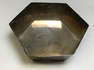 Piatto ciotola vintage cinese argento massiccio esagonale marcato S interno stella 232g - Foto 1 di 7
