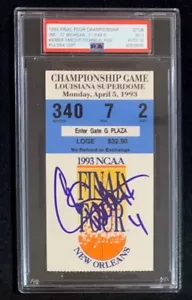 Chris Webber 1993 Final Four Timeout Signed Basketball Ticket Auto Graded PSA 10 - Bild 1 von 2