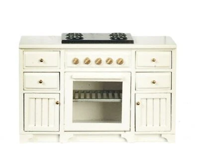Dolls House Oven & Hob in White Base Unit JBM Miniature Cooker Kitchen Furniture - Image 1 of 4