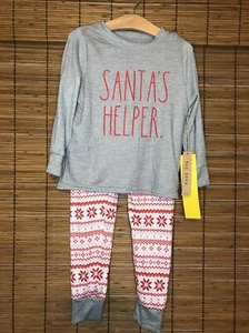 Pijama de Navidad rae dunn niñas talla 7, color gris nuevo con etiquetas Ayudante de Santa - Imagen 1 de 8