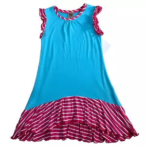 Nuevo Vestido Jersey Frankie & Sue Niñas Talla 5 Azul/Rosa Rayas Elaina Volantes - Imagen 1 de 8