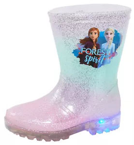 Disney Frozen 2 Girls Light Up Wellington Boots Elsa Anna Flashing Snow Wellies - Picture 1 of 66