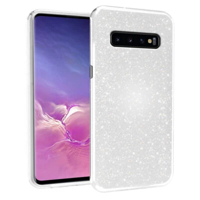 Custodia Brillantini Cover Glitter 3 in 1 per Samsung Galaxy S10 Argento - Immagine 1 di 4