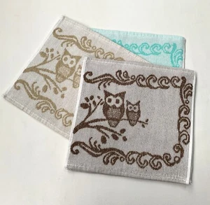 8 Waschlappen Handtuch Seiftücher Set Seiftuch Seiflappen Motiv Eule - Bild 1 von 1