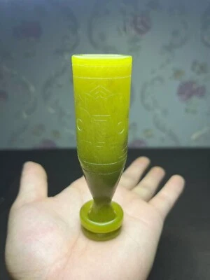 Dinastía China jade natural tallado a mano maravilloso raro cara de bestia copa de vino estatua Foto 1 de 4