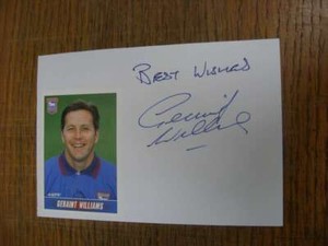 1995-1997 Autographed White Card With Picture: Ipswich Town - Williams, Geraint