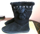 Women's Bearpaw Black Suede Knit Boots Size 8
