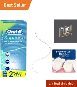 Dental Floss for Braces, Super Floss Pre-Cut Strands, Mint, 50 Count, Pack of 2 - Picture 1 of 8