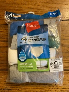 Hanes Boy's Tagless Briefs Size S/P (6-8) 4 Pack Cool Comfort 2016 - NEW - Picture 1 of 9