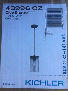 KICHLER 43996OZ Crosby Olde Bronze Contemporary Shaded Kitchen Mini Pendant - Picture 1 of 3