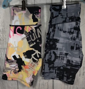 Calvin Klein NYC black pink purple yellow graffiti logo biker gym shorts Small - Picture 1 of 8