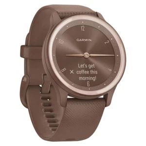 Garmin 010-02566-02 vivomove Sport Smartwatch with Silicone Band Cocoa Case - Picture 1 of 8