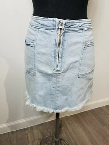 Abercrombie & Fitch Denim Mini Skirt Frayed Hem Size 4 Light Wash - Picture 1 of 5